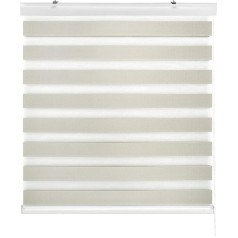 Estoralis Sansa Double Roller Blind with Decorative Cassette Drilling Duo Roller Blind with Privacy and Sun Protection for Windows and Doors 105 x 250 cm Beige