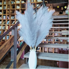 Pack of 8 110 cm Pampas Grasses Grey Artificial Pampas Grasses Large Fluffy Pampas Grass Long Fake Feather Flowers for Boho Wedding Bedroom Living Room