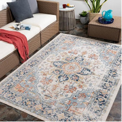 Livabliss Outdoor Rug Weatherproof, Safi - Indoor and Outdoor Rug for Balcony 160 x 213 cm, Patio, Garden, Kitchen - Outdoor Rug Boho Style, Rug for Outdoor Use - Rug Blue, Rust, Beige