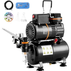 VEVOR Airbrush Kit, Dual Fan Air Tank Compressor System Kit with 3.5L Air Storage Tank, Airbrush Kit with 0.3mm Tip Airbrush, Holder, Paint Mixing Wheel, Cleaning Brush Set, Art Nail Cookie