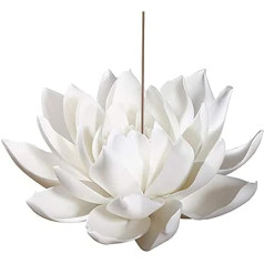 Aroong Ceramic Incense Holder White Lotus Flower 9cm for Yoga Studio Living Room Home Decoration