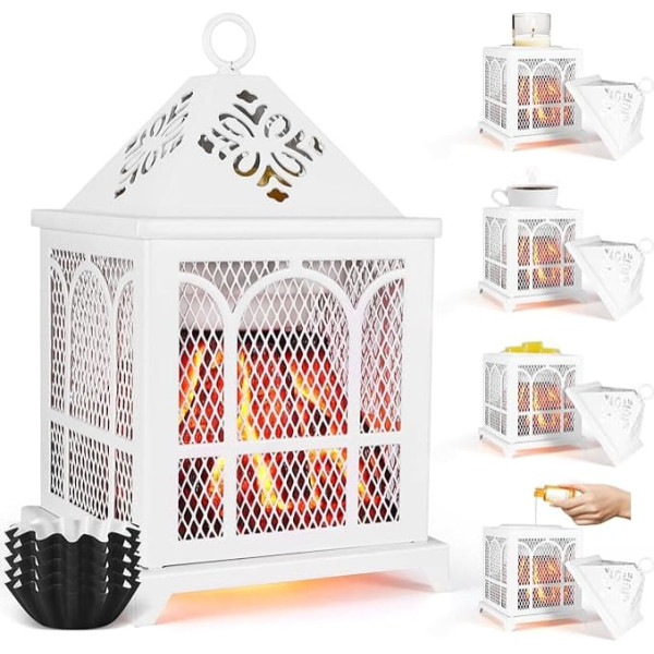 Electric Oil Burner, 4-in-1 Fireplace Oil Burner for Scented Wax, Candle, Fragrance Oil, Electric Wax Warmer, Aroma Diffuser, Fragrance Oil Lamp, Scented Wax Lamp, Electric Aroma Lamp for Office,