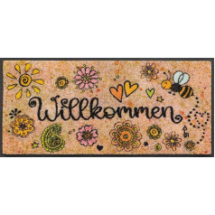 wash+dry Doormat Bring Happiness In, 35 x 75 cm, Washable for Indoor and Outdoor Use