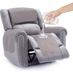 Kaket Armrest Cover, Headrest Cover for Deck Chair, 4 Pieces, Waterproof Non-Slip Armrest Protector Cover Furniture Protector for Recliner Sofa (Light Grey, 4 Pieces)