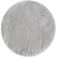 andiamo Novara Faux Fur Bedroom Rug - Fluffy Rug for Use as Bed Rug Bedroom - Cosy Fur Rug Imitation Lambskin 80 cm Round Grey