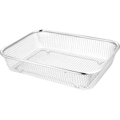 Yarnow High Quality 1 Piece Rectangle Thickened Stainless Steel Drain Basket Strainer Fruit and Vegetable Basket Multi-Purpose Drain Basket for the Living Room Kitchen (Size M, 30 x 22 x 6 cm)