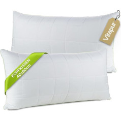 Vitapur Pillow 40 x 80 cm, Medium, Set of 2 Base+| Adjustable Pillow | For All Sleeping Positions | Washable at 60 °C | Removable Filling