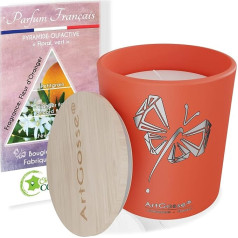 ArtGosse Scented Candle 50 Hours and Refillable + Wooden Gift Box • Orange & Silver 360 g (Orange Blossom)