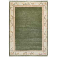 -LUXOR- living Gala Hand-Knotted Premium Rug Made of 100% Wool, High-Quality Sustainable Latch Rug 70 x 140 cm, Green