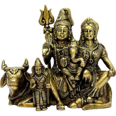 eSplanade Brass Shiv Pariwar - Shiva Family - Shiv Parvati Shiva Bholenath Shankar Ganesha Nandi Murti Moorti Idol Statue Sculpture - 5.5 Inch