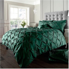 GC GAVENO CAVAILIA Pintuck Pinch Pleat Duvet Covers Poly Cotton Duvet Covers Breathable Double Bed Set with Pillowcases Green