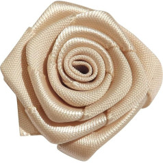 5 X 1.5 inch Coloured Satin Ribbon Rose Flowers Wedding Stationary Scrapbook Sew Glue On Trims Craft Hair Bows (Beige/Gold)