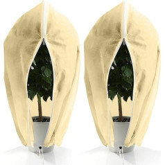 LangRay Winter Plant Protection, Pack of 2, 120 x 180 cm, Winter Protection for Plants, Outdoor, Frost Protection, Cold Protection, Pot Plant Bag, 80 g/m² with Zip, Drawstring for Pot Plants, Tree,