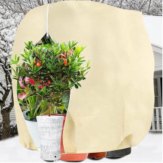 PHUSTJKL Winter Protection for Plants, 200 x 240 cm, Winter Protection for Pot Plants, Frost Protection, Breathable Reusable Plant Protection Cover with Zip and Drawstring for Balcony Plants, Beige, 1 Piece