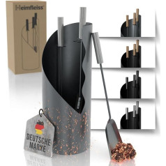 Heimfleiss® Fireplace Cutlery Grey Modern | Fireplace Accessories with Stainless Steel Handles | Oven Cutlery Set | Fireplace Set Made of Poker & Sweeping Set | Fireplace Cutlery Set | Fireplace Set