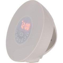 TFA Dostmann Daylight Alarm Clock, Wake Up Light, 60.2019.02, Light Alarm Clock with Sunrise, FM Radio, 6 Alarm Tones, Snooze Function, White, Plastic, 170 mm