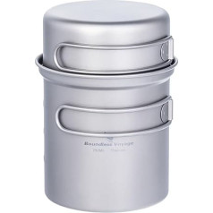 iBasingo Titan Töpf Pfanne Set Camping Kochgeschirr Leichte Outdoor Schüssel Set Koch Mess Kit mit Klappgriff Küchen Utensilien für den Außenbereich 2 Stücke/Set