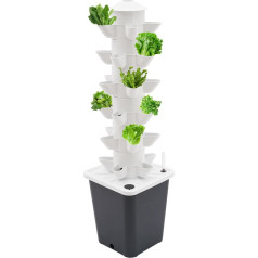 RainWeel Hydroponics Vertical Growing Kit, Vertical Plant Growing Kit with Six Layers and 30 Planting Holes for Growing Leafy Vegetables in the Garden, Balcony or Roof Patio (Grey)