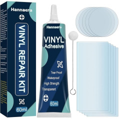 Hannaera Pool Repair Kit, Waterproof Patch Air Mattress Repair Kit, This Transparent Vinyl Repair Kit for PVC Rubber Boats, Winding, Kayaks, Swimming Rings (60 ml) (JSPVC3)