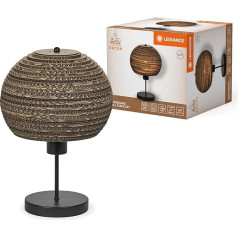 LEDVANCE Table Lamp Decor Cardboard Ball Brown Corrugated Cardboard Light E27 260 mm Diameter Lamp Shade Made of Recycled Material Sustainable Thanks to Replaceable Light Source Easy Assembly