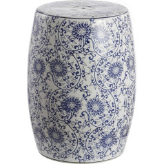 Jonathan Y TBL1009A Lotus Blossom Chinoiserie Ceramic Garden Stool 44.5 cm Blue/White