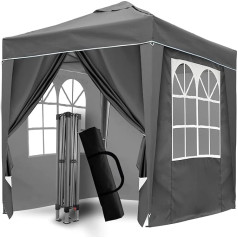 SANHENG Pop Up Gazebo, Pop Up Tent with Weights, Fully Waterproof, All Weather Gazebo, Ideal for Outdoor Parties, Camping (2 x 2 m, Grey)