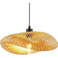 Lampshade Pendant Lamp, Lightweight Straw Retro Hat Pendant Light Dining Table Creativity Pendant Light Wood Weave Hanging Lamp Dining Table for Restaurant, Tea Room, Bedroom, Living Room, Cafe, 50 cm