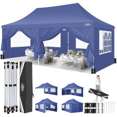 3 x 6 m Gazebo, Cobizi Folding Gazebo, 3 x 6 cm, Waterproof, Stable with 6 Side Panels, Upgrade High Roof and Carry Bag, Garden Gazebo, Party Tent for Garden, Party, Festival, Wedding, UV50+