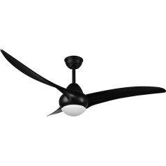 Reality Leuchten Alesund R67142132 LED Ceiling Lights Fan Plastic Matte Black with 1x 20 Watt LED, Remote Control, Timer, Dimmer
