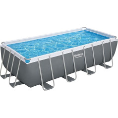 Bestway Power Steel Frame Pool Complete Set with Sand Filter System 488 x 244 x 122 cm, Grey, Square