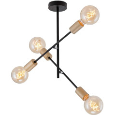BRILONER Leuchten Ceiling Light with 4 Spotlights in Retro/Vintage Design Swivelling Arms E27 Metal Dimensions 41 x 40.2 cm Black Pale-Gold