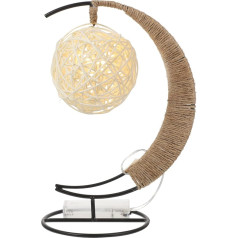 Uonlytech Moon-Shaped Lamp Rattan Ball LED Lamp Bohemian Bedside Lamp Farmhouse Bathroom Bedside Table Lights Romantic Desk Lighting Mother's Day Gift for Home Office