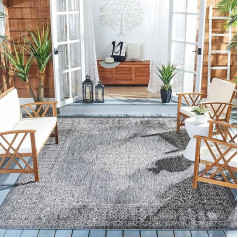 Safavieh Courtyard Collection CY8232-36621 Indoor/Outdoor Area Rug, 6 Inch / 7 Inch Square, Black/Ivory