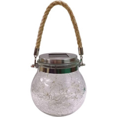 Uonlytech Solarbetriebene Crack Glaskugel Lichter mit Jute Griff Wasserdicht Hängende Glas Lampe Vintage Garten Lichter Dekorative Nachtlicht für Pfad Rasen Hof Garten (Buntes Licht)