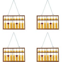 Uooduby 4 x 7 Column Non-Slip Hanging Wooden Abacus Chinese Soroban Pedagogical Tool Mathematics Calculator for Students Teachers