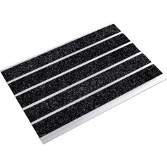 Floordirekt Stainless Steel Mat, Select Mat Ribbed, Textile Fibre Stripes, Dirt Trapper Mat for Indoor and Outdoor Use, Doormat with Coarse Fibres (42 x 60 cm)