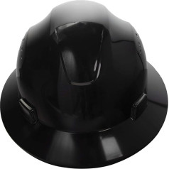 PSE by JORESTECH HDPE Full Brim Hard Helmet with Adjustable Ratchet Suspension for Work, Home and General Headwear, ANSI Z89.1-14 Compliant (Black)