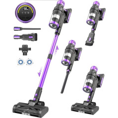 Fuqiduo Battery Vacuum Cleaner 550 W/45000 Pa/65 Min, Cordless Vacuum Cleaner with 20,000 mAh Battery, Freestanding Battery Vacuum Cleaner with 3 Suction Levels (LED Display) and Anti-Tangle Brush for