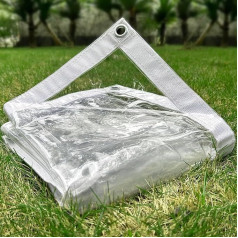 LTCANOPY Tarpaulin Waterproof 1.83 x 3.05 m, 500 g/m² PVC Transparent Waterproof Tarpaulin, Tear-Resistant and UV-Resistant, Transparent Tarpaulin with Eyelets Can Be Used in the Garden