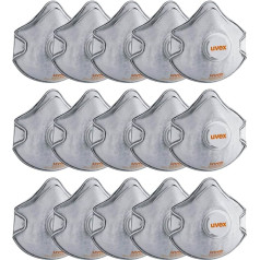UVEX silv-Air Classic 2220 Half Mask FFP2VC Set - 15x Breathing Protective Mask with Exhalation Valve, Work