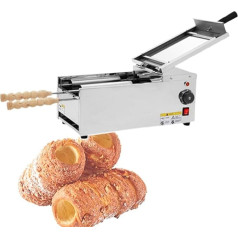 KLYDBMYT Kaminkuchen-Maschinenofen, 1500 W elektrischer Kaminbrötchenmaker, kommerzieller Eistütenmaker, mit 2 Edelstahlformen und Holzgriffen, 110 V