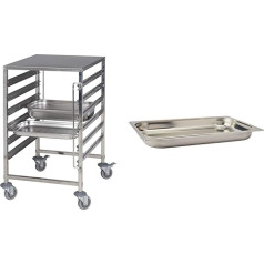 Noel Shelf Trolley with Worktop Stainless Steel + 12x 1/1 GN Containers 55 mm Deep
