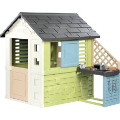 Smoby Life Pretty Playhouse with Kitchen (110 x 127 x 145 cm) with 57% Recycled Content, Weatherproof Garden Shed for Children with Summer Kitchen, Outdoor Children's House for Garden or Patio, from 2