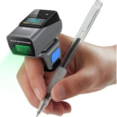 Eyoyo Portable Bluetooth Ring Barcode Scanner with Display: Wireless Mini Finger Worn Barcode Scanner for Inventory Management, Compatible with iPad, iPhone and Android Devices. So