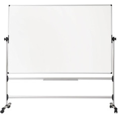 Bi-Office Earth - Revolving Whiteboard, Magnetic Enamel, Mobile Board with Aluminium Frame, 150 x 120 cm