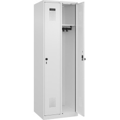 C + P Möbelsysteme C+P | Spind Evolo Plus | 2 Abteile | verkehrsweiß | B 600 mm | mit Bodengleitern | Drehriegel