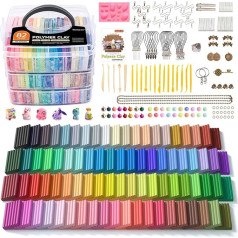 Shuttle Art 82 Polymer Clay, 82 Colourful Soft Clay Set, 2.2 kg / 4.9 lb, Oven Hardening Modelling Clay Set, Baking Clay, Equipped with 19 Carving Tools and 16 Accessories, Non-Sticky, Non-Toxic