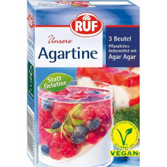 ‎Ruf RUF Agartine Powder, Vegetable Gelling Agent with Agar Agar, Substitute for Animal Gelatin, Desserts and Tarts, Gluten Free and Vegan, 3 x 10g