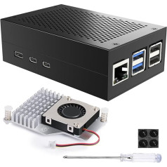Miuzei Retro Case for Raspberry Pi 5 with Official Active Cooler Fan Aluminium Case Metal Mesh Cooling Box: Shell Removal for Raspberry Pi 5 4GB 8GB
