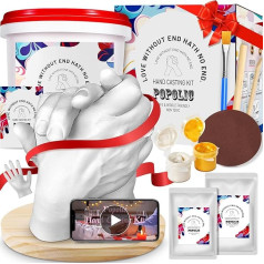 Popolic 3D Handprint Set for Couples - Gifts for Women - Valentine's Day Plaster Cast Set, Gift Set for the Holiday Commemoration, Plaster Cast Set for Family - DIY Gifts for Wedding Anniversary